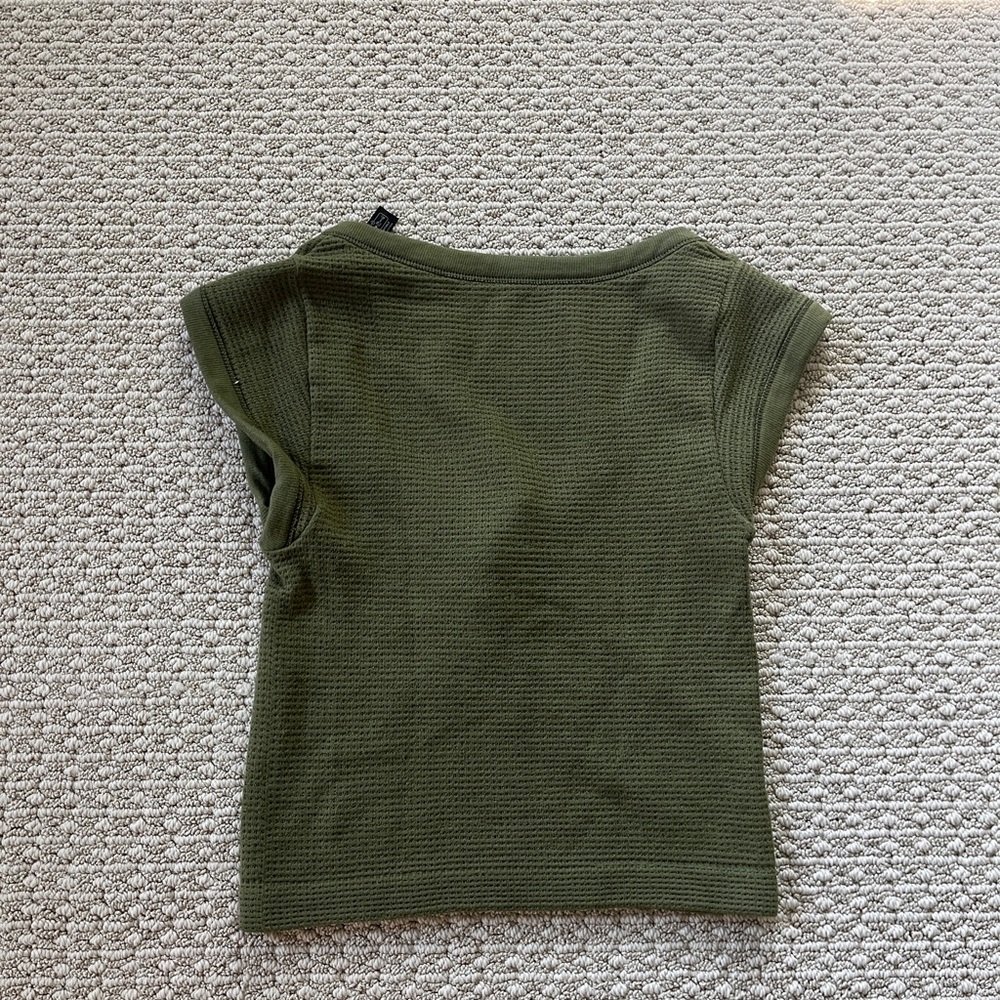 Urban Outfitters Green Tie Front Crop Tank Top - Picture 3 of 4